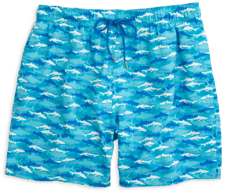 Nuevo con etiquetas Bañador Pantalones Cortos Southern Tide Para Hombre Shark Frenzy Azul Blanco Talla Pequeña Foto 1 de 1