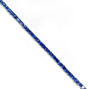 4x3 mm Oval Cut Natural Kyanite Gemstone 925 Sterling Silver Tennis Bracelet  - Picture 1 of 9