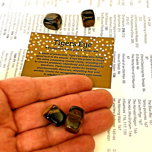 4 Tiger Eye Gold tumblestones 20mm Polished Stones Healing + card