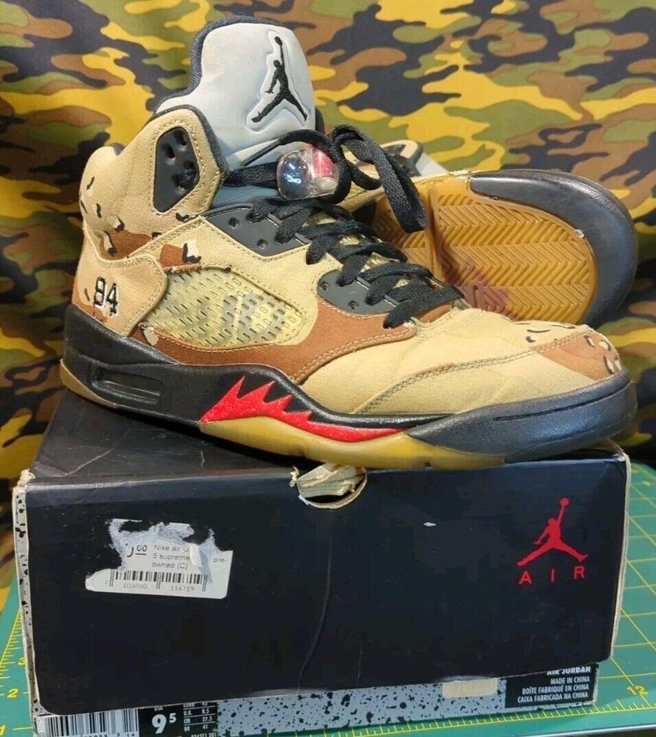 Supreme x Air Jordan 5 Retro Desert Camo for Sale Supreme x Air Jordan 5 Retro Desert Camo for Sale