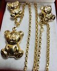 18Carat SAUDI Dubai UAE Gold Bear Set Earring and Necklace 17.5? Long 2.5mm 9.1g