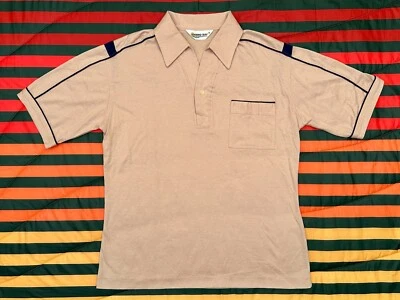 Camisa Polo Morro Bay De Colección Años 60 70 Para Hombres M Beige/Azul Piping Mod Disco Rockabilly Foto 1 de 4