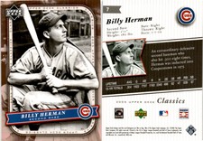Billy Herman 2005 Upper Deck Classics Baseball 7  Chicago Cubs