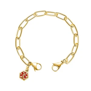 Medical ID Stainless Gold Link Interchangeable Strand With Medical Charm - Picture 1 of 1
