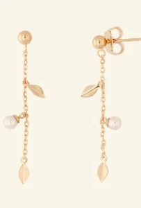 Majorica Pearl Earrings Gold Over Sterling Silver 1.8” Dangle Romea Collection - Picture 1 of 5