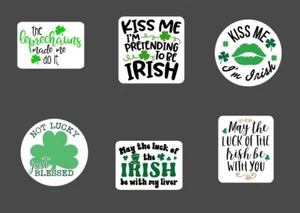 Paquete de pegatinas del día de San Patricio de 6 - 2,5"" - pegatinas felices trébol navideño irlandés - Imagen 1 de 1