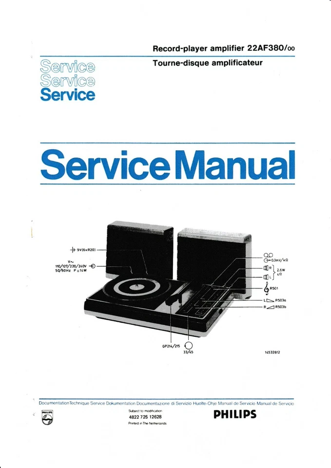 Manuale Di Servizio Per Philips 22 AF 380 - Immagine 1 di 1