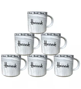 Set di 6 tazze da caffè Harrods in ceramica tè in marmo grigio caffè regalo ideale ☕️ - Foto 1 di 6