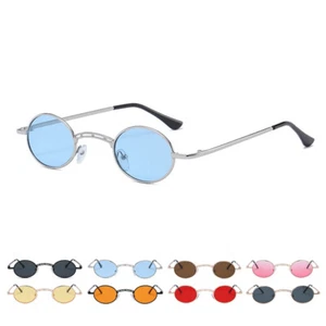 Vintage Small Oval Sunglasses Retro Women Men Hippie Cool Metal Frame Glasses - Picture 1 of 20