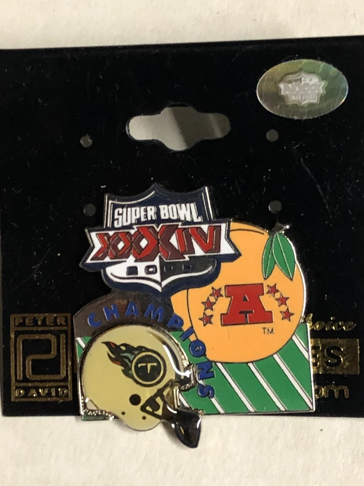 NFL 2000 Super Bowl XXXIV Solapa Sombrero Prendedor Tennessee Titans Campeones AFC Foto 1 de 1