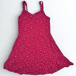 Abercrombie Kids Dress 13/14 Red Floral Adjustable Straps Girl Cottagecore - Picture 1 of 8