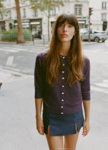Cardigan Zara Soft Plum Knit con perline | strass | maniche a 3/4 | XL | Nuovo con etichette - Foto 1 di 7