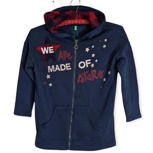 NWT United Colors of Benetton "We Are Made of Stars" Navy Zip-up Hoodie 6/7  - Picture 1 of 8