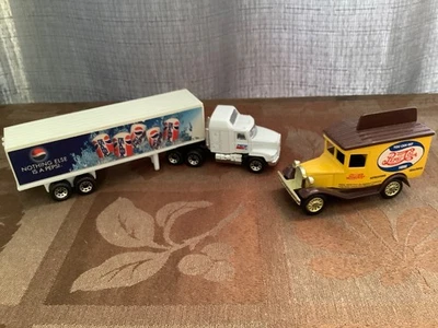 Matchbox Pepsi Mack w Articulated Tractor Trailer & Golden Wheel Delivery Truck - Image 1 of 4