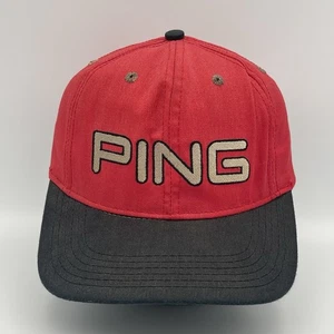 Vintage Ping Golf Leder Strapback Mütze Kappe Rot Made In USA - Bild 1 von 19