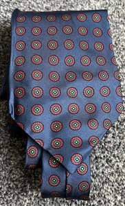 Corbata para Hombres St Michael 100% Seda Azul Rojo Mezcla Geométrica Hecha en el Reino Unido 3.4" Ancho 55" Largo - Imagen 1 de 2