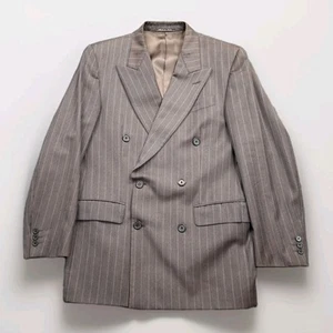 Vtg Fendi Blazer Mens 42 Gray Pinstripe Double Breasted 100% Wool Italy 80s Coat - Picture 1 of 18