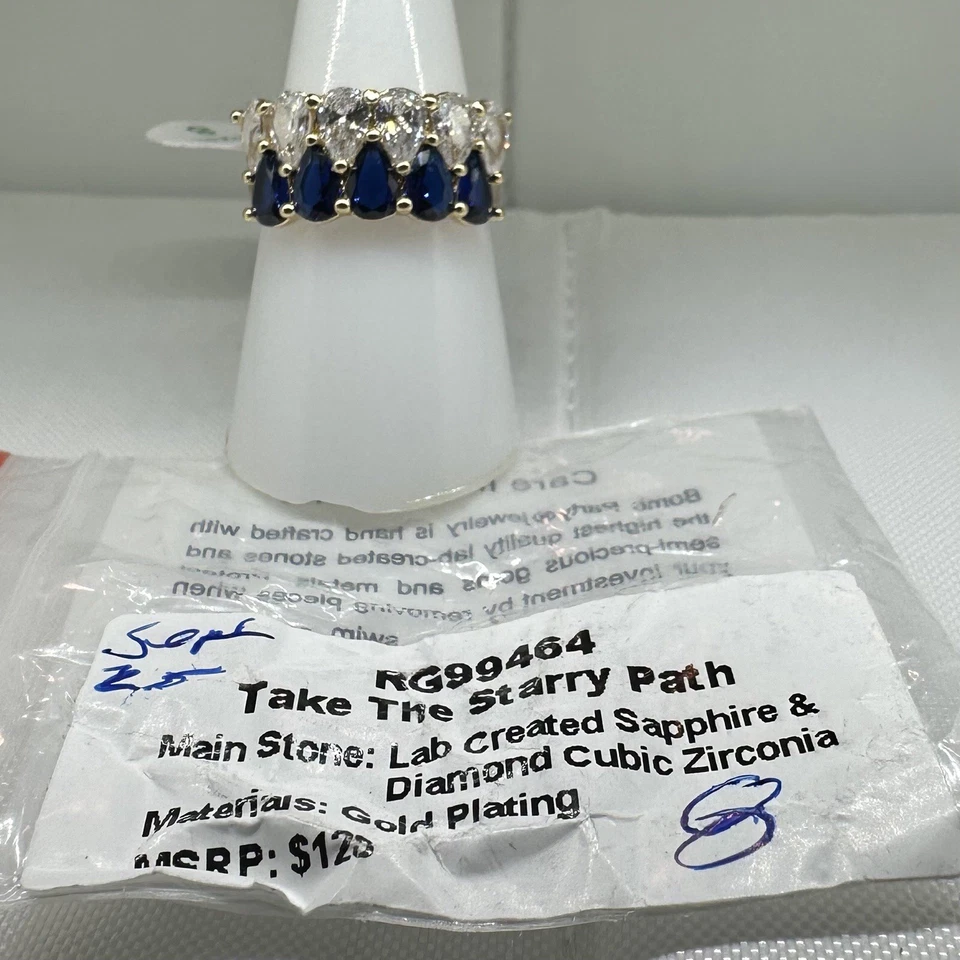 Bomb Party Sept 2025 Ring "Take The Starry Path" RG99464 Sapphire on Gold SIZE 8 - Image 1 of 1