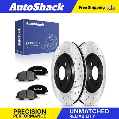 Front Drilled Slotted Brake Rotors Ceramic Pads for 2005-2010 Ford Mustang Foto 1 de 4