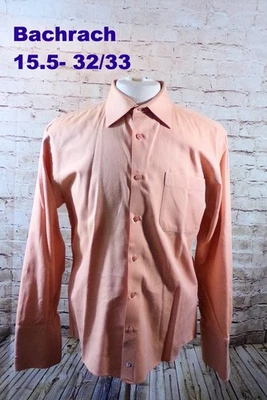 Bachrach Men's Dress Shirt Long Sleeve 15.5-32/33 Peach Cotton French Cuffs - Image 1 of 4