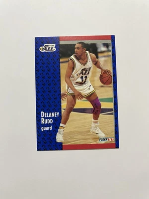 1991-92 Fleer Basketball Card #366 Delaney Rudd Utah Jazz - Image 1 of 2