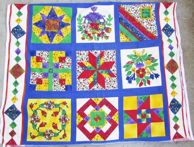 Fabri-colcha Panel Estrella Geométrica Flores Cuadrados Acolchado Tela Abeja 35 x 44" Foto 1 de 1