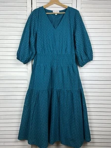Witchery Anglaise Broderie Dress Balloon Sleeve 100% Cotton Cocktail Party Sz 14 - Picture 1 of 8