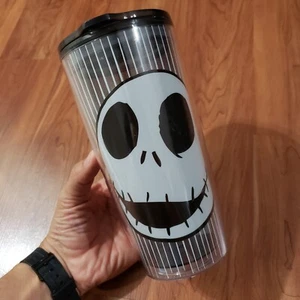 The Nightmare Before Christmas Tumbler Jack Skeleton Disney pin striped coffee - Picture 1 of 9