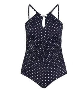 NEW Orig$139 Ruby Ribbon Navy Blue Polka Dot One Piece Swim Bathing Suit sz 12 - Picture 1 of 11