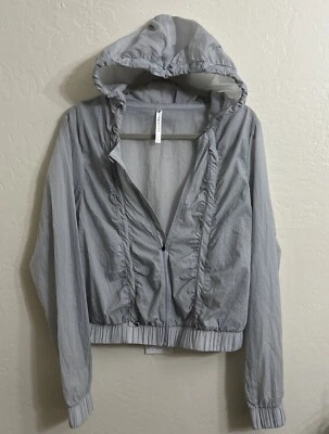 Fabletics Women's Flyweight 100% Nylon Hooded Lt Jacket Gray Size L Used - Image 1 of 4