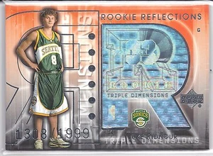 2003-04 Triple Dimensions Luke Ridnour Rookie Reflections Seattle RC #1308/1999 - Picture 1 of 2