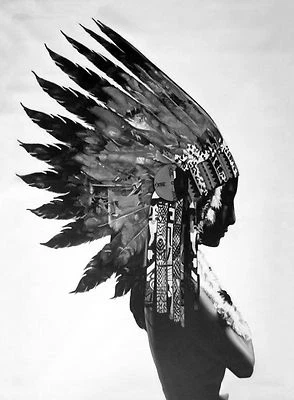  A2 street art PRINT INDIAN FEATHER NATIVE AMERICAN  POSTER WALL DECOR Australia — 第 1/4 张图片