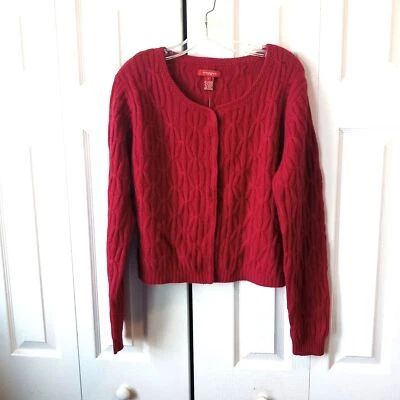 Cárdigan Suéter Sundance Talla GRANDE Rojo Viscosa Cachemira Angora Foto 1 de 4