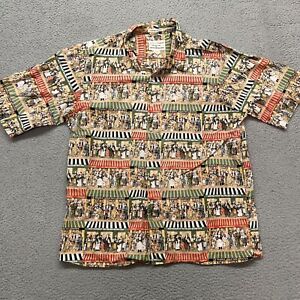 Reyn Löffel Mann Buffet Shirt Herren XL ägyptische Baumwolle hawaiianisch französische Kunst Bistro