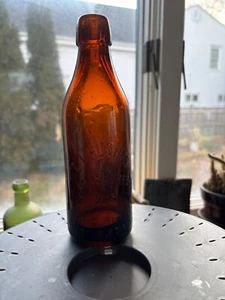Rare amber Milwaukee WI 1880s Husting Beer Soda bottle Coca Cola bottler slug - Picture 1 of 7