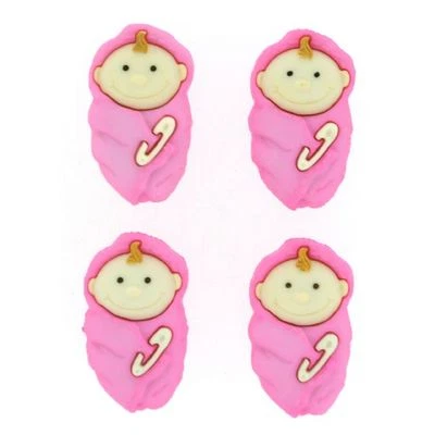 4 Baby Girl Novelty Buttons/DIY Sewing /Plastic Buttons/Kids Craft Supplies   - Image 1 of 3
