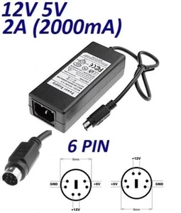 Cargador Corriente 12V 5V 2A 6 PIN DIN PSU aqprox! APPHDD01 SPP34-12.0/5.0-2000 - Imagen 1 de 7