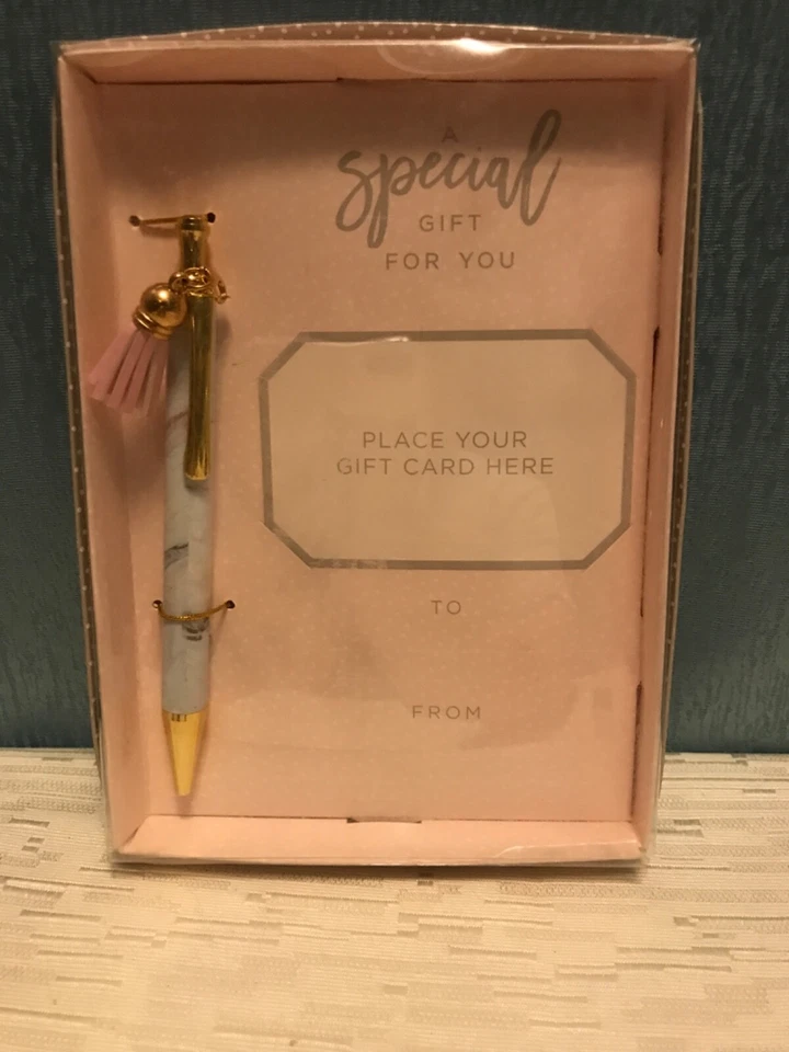 Gift Card Holder with Pen Gold Marble Design Pink Tassel Gartner Studios Wedding - Image 1 of 1