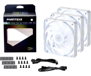Phanteks SK120 PWM D-RGB 120mm Case Fan White 3-Pack - Zdjęcie 1 z 4