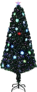 6Ft Pre-Lit Fiber Optic Artificial Christmas Tree W/Multicolor LED Lights, Snowf - Picture 1 of 7