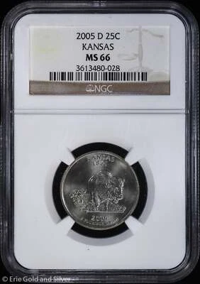 2005-D 25c Kansas KS State Quarter NGC MS 66 | Uncirculated UNC BU - Image 1 of 4