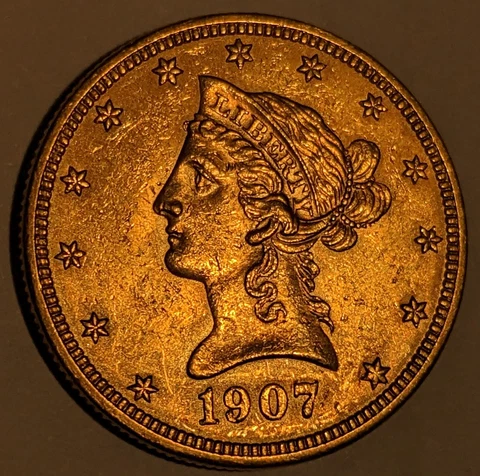 1907-P Liberty $10 Ten Dollar Gold Eagle Uncirculated Cover