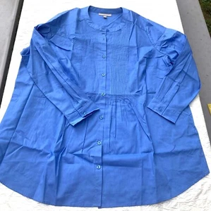 Woman Within 22/24 1X Button Up Shirt BLUE FRH Blouse NIP - Picture 1 of 12