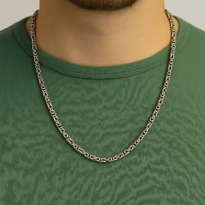 Cadena real redonda 4,5 mm oxidada maciza 925 plata de ley collar mujer hombre - Imagen 1 de 8
