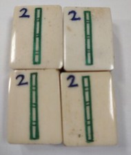 Lot of 4 Vintage Mahjong Bams #2 Tiles Bone & Bamboo Replacement Pieces | B5