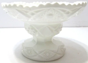 Vintage Kemple Glass Compote Pedestal Bowl Footed Dish White Milk Glass 5" Tall - Picture 1 of 7