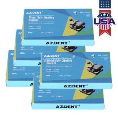 AZDENT Brackets de Ortodoncia Dental Autoligado Pasivo MBT/Roth 022 Ganchos 345 - Image 1 of 4