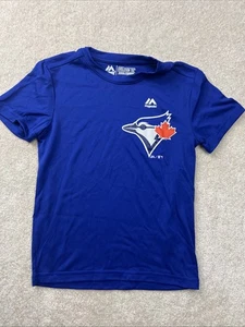 Toronto Blue Jay's Youth Extra Small Short Sleeve T Shirt Majestic Cool Base - Picture 1 of 6