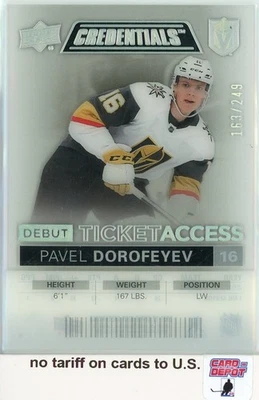 2021-22 Upper Deck Credentials Debut Ticket Access Acetate #PD Pavel Dorofeyev - Image 1 of 2