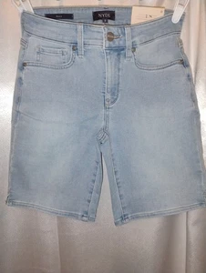 NYDJ New Size 0 Ella Demin Shorts Light Wash Poetry Side Slits Inseam 8.5" - Picture 1 of 7